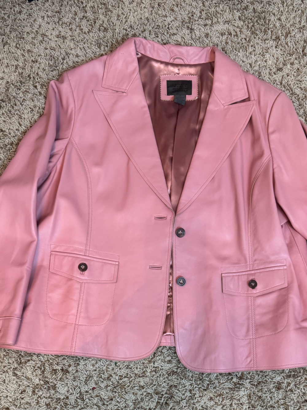 JohnPaulRichard Pink Leather Blazer Jacket - Classic Tailored Style